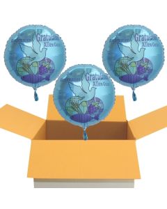 Zur Konfirmation Gratulation  Alles Gute!, 3 Stück Luftballons in Türkis aus Folie mit Helium-Ballongas