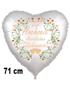 Zur Hochzeit herzlichen Glückwunsch! 71 cm großer Herzballon zur Hochzeit, Folienballon inklusive Helium